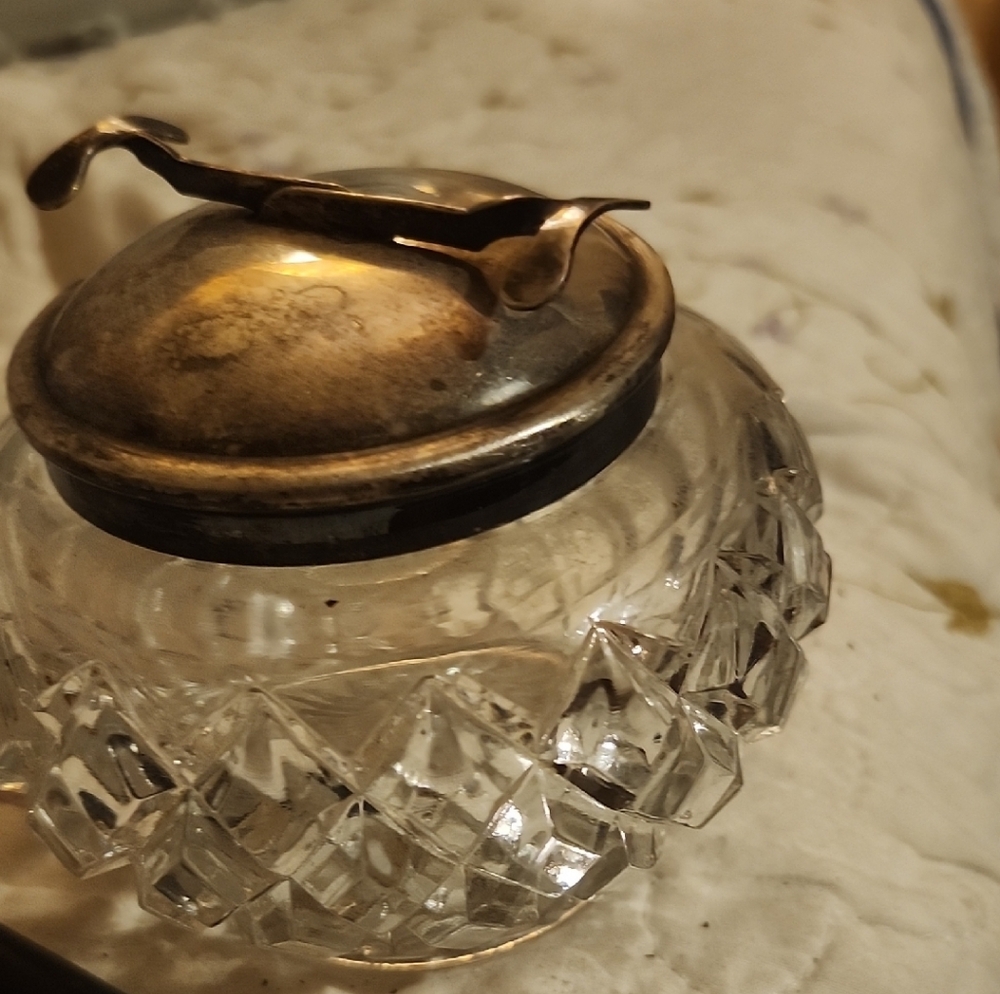 Vintage Glass Jar with Silver Lid